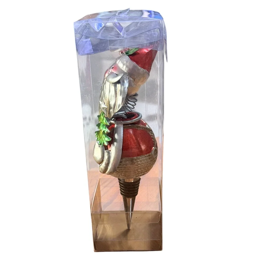 Pier 1 Imports Santa Claus Bobble Head Handcrafted Wine Bottle Stopper Christmas